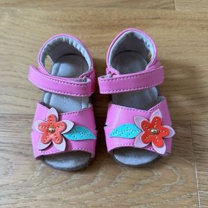 See Kai Run Toddler Sandals Pink with Flowers Velcro Straps size 5